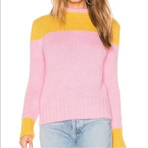 NWT Lovers + Friends Blaire Color-block Pink and Yellow Sweater